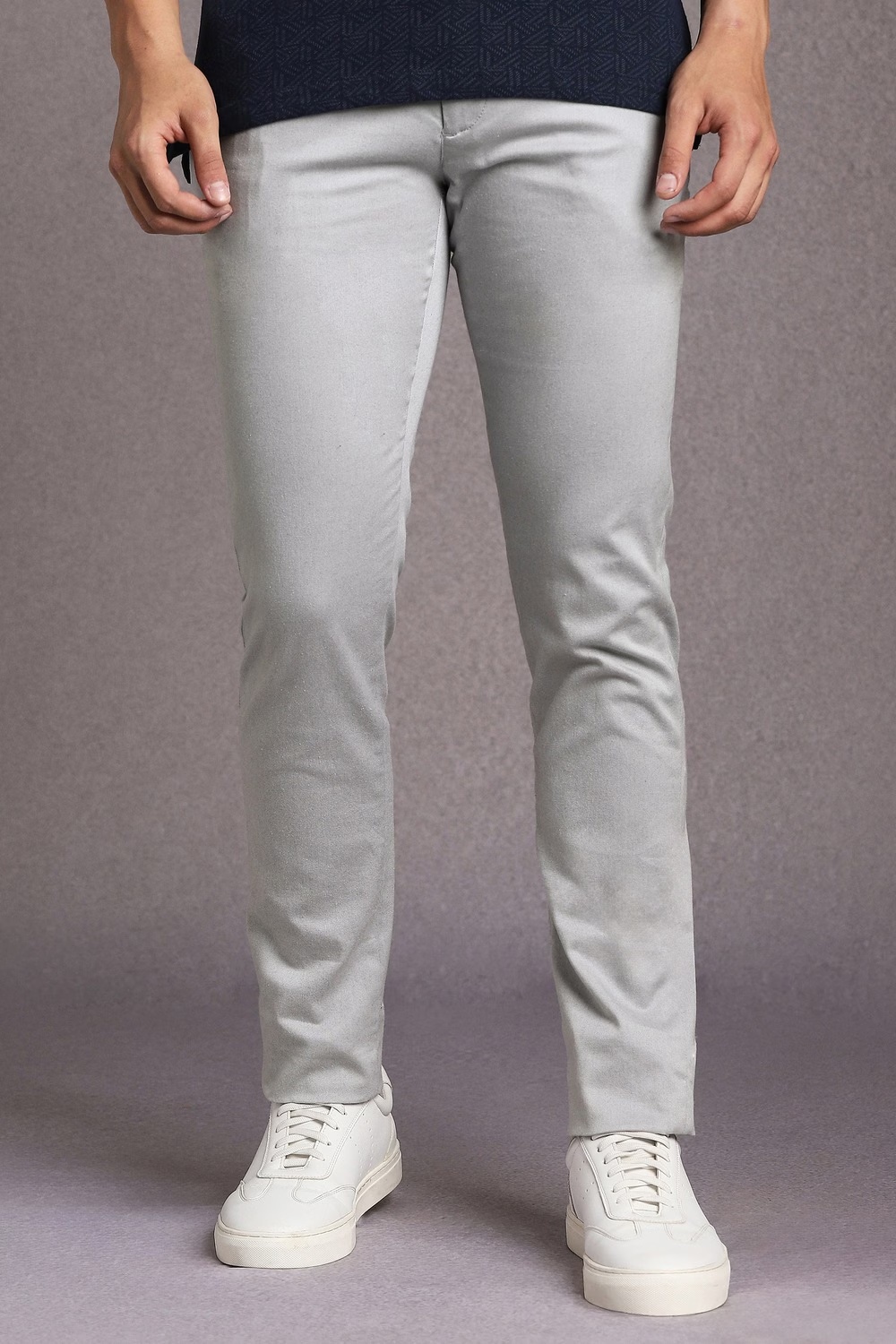Men Grey Textured Flat Front Casual Trousers-Grey 1 71394-men-grey-textured-flat-front-casual-trousers-grey-1.jpg