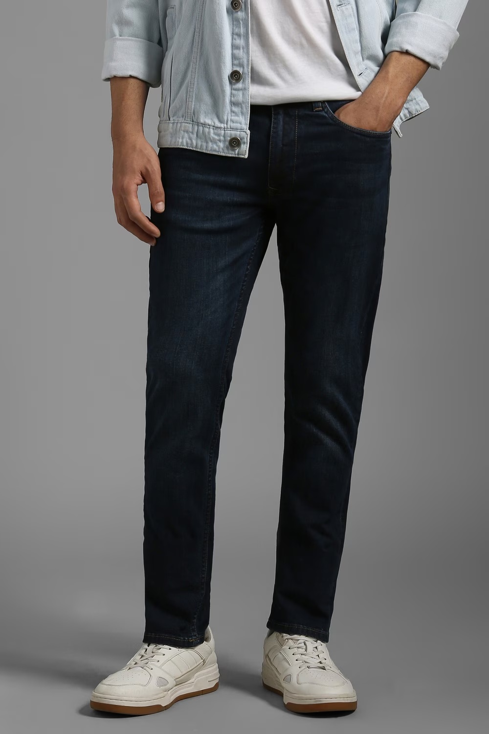 Men Navy Light Super Slim Fit Jeans-Navy