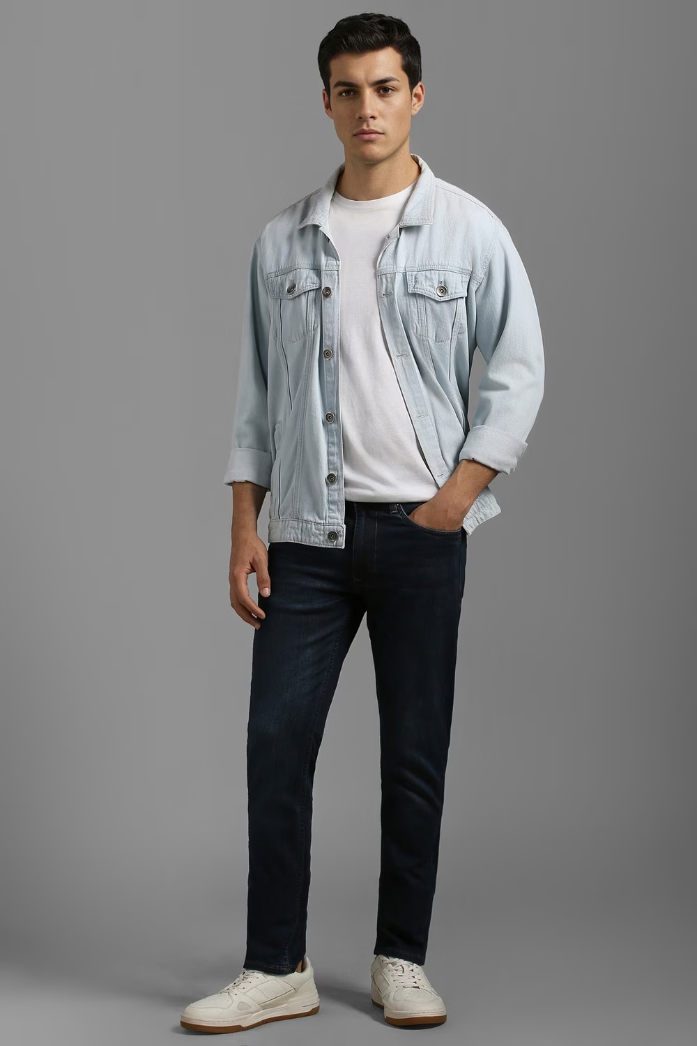 Men Navy Light Super Slim Fit Jeans-Navy