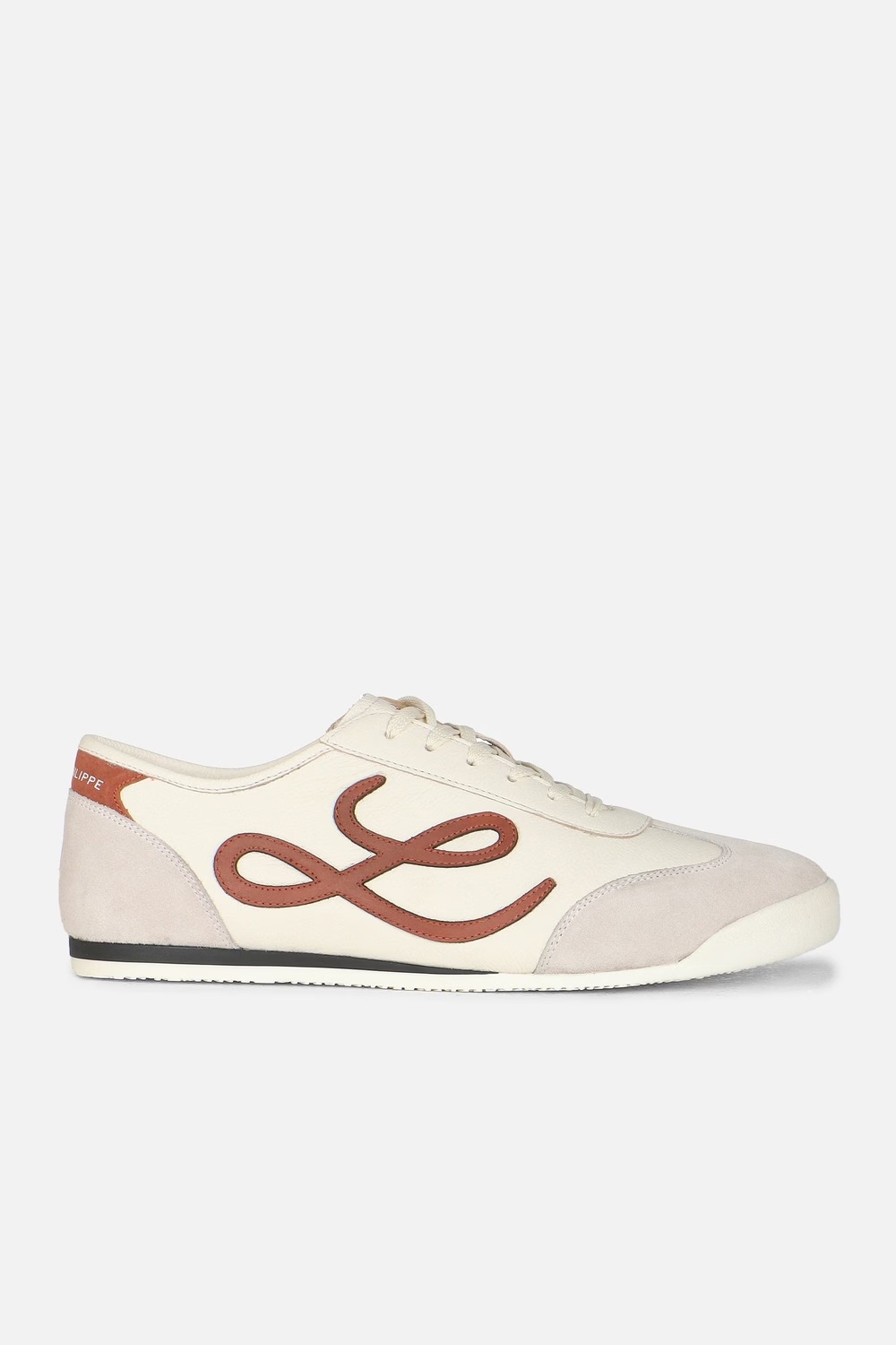 Men Cream Leather Sneakers with Signature Branding-Cream