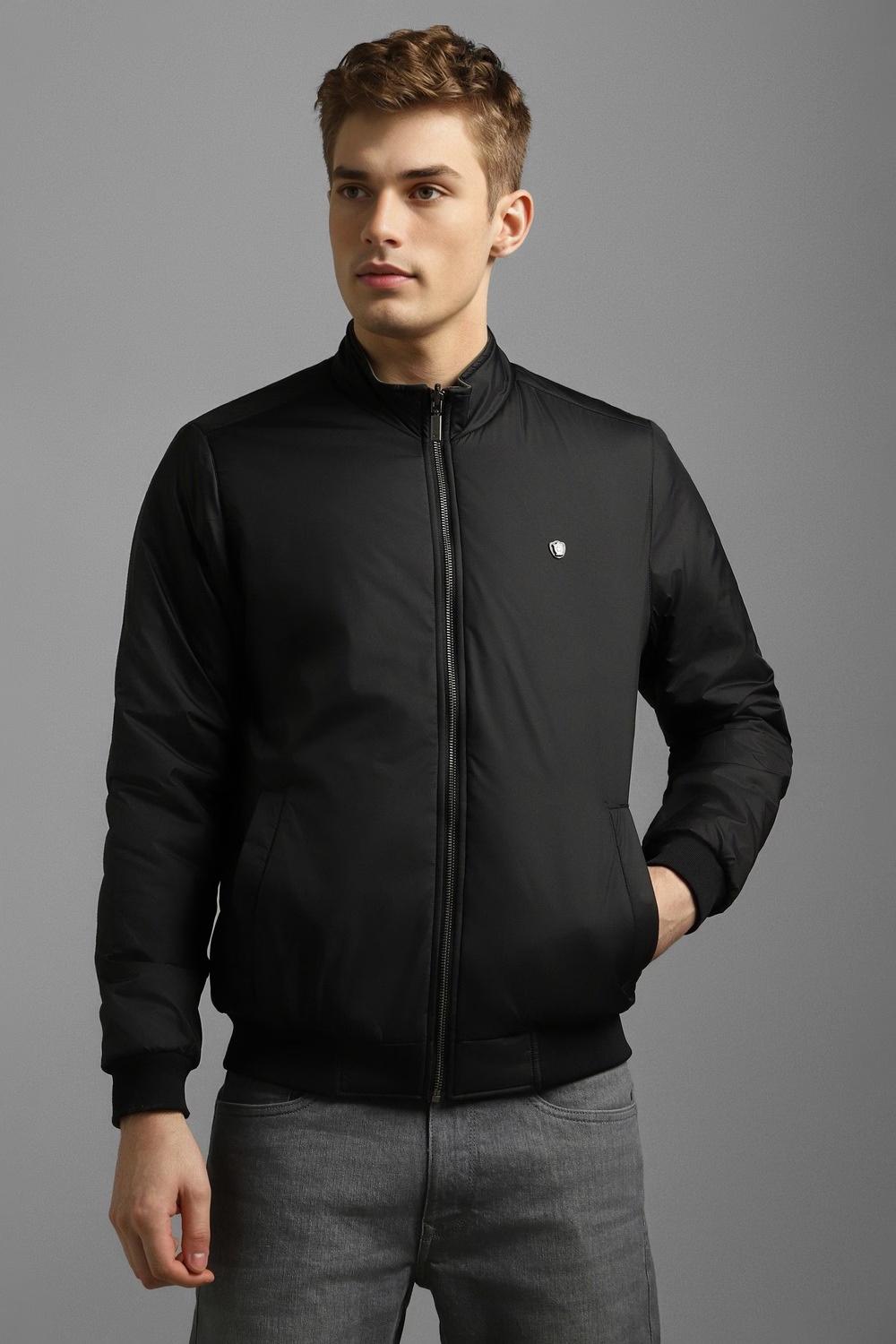 Men Casual Olive Solid Jackets-Olive