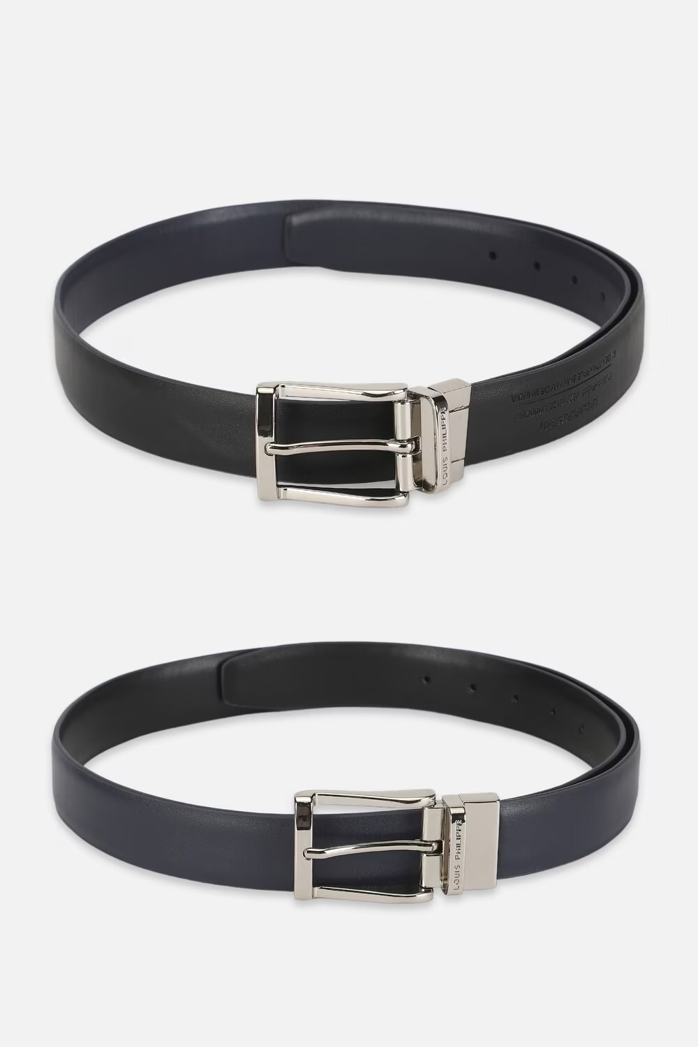 Men Black Solid Apple Skin Formal Belt-Black