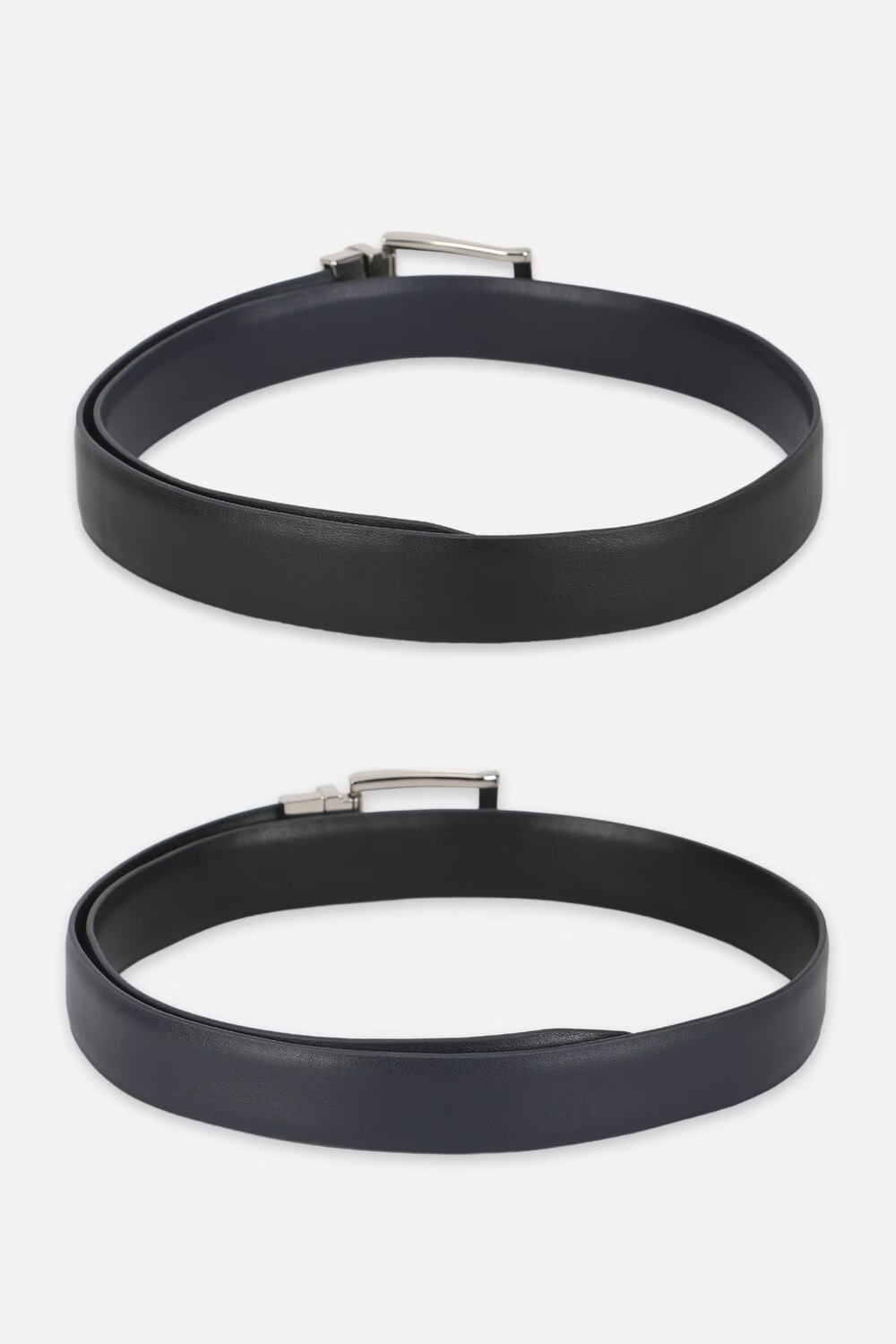 Men Black Solid Apple Skin Formal Belt-Black