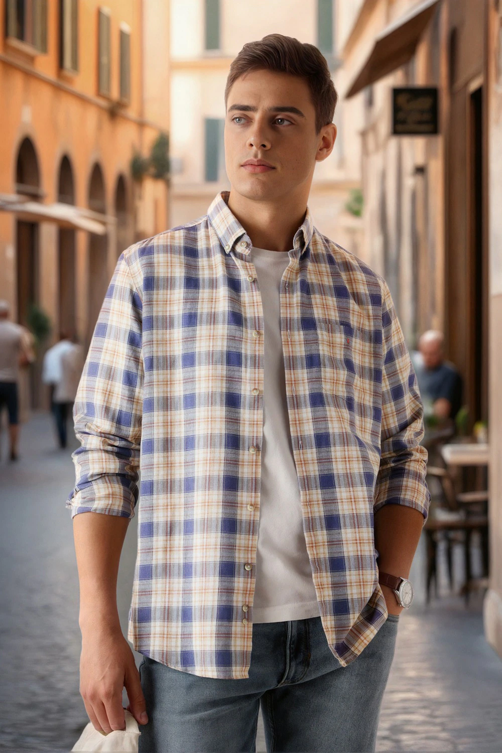 Men Multi Slim Fit Check Full Sleeves Casual Shirt-Multi