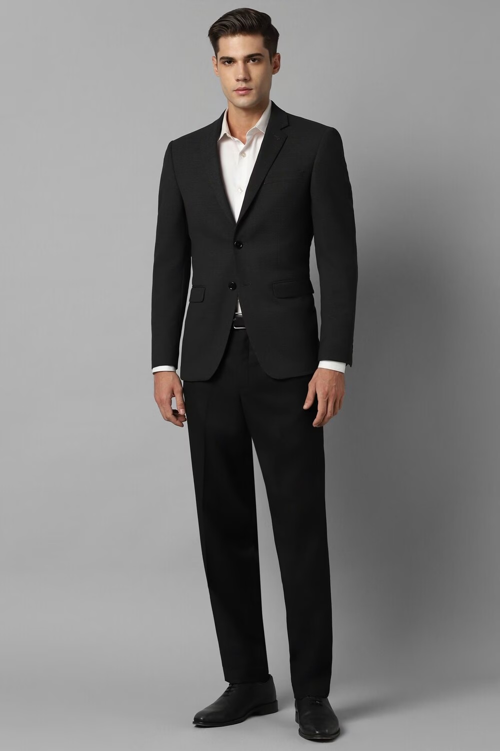 Men Black Slim Fit Solid Formal Blazer-Black