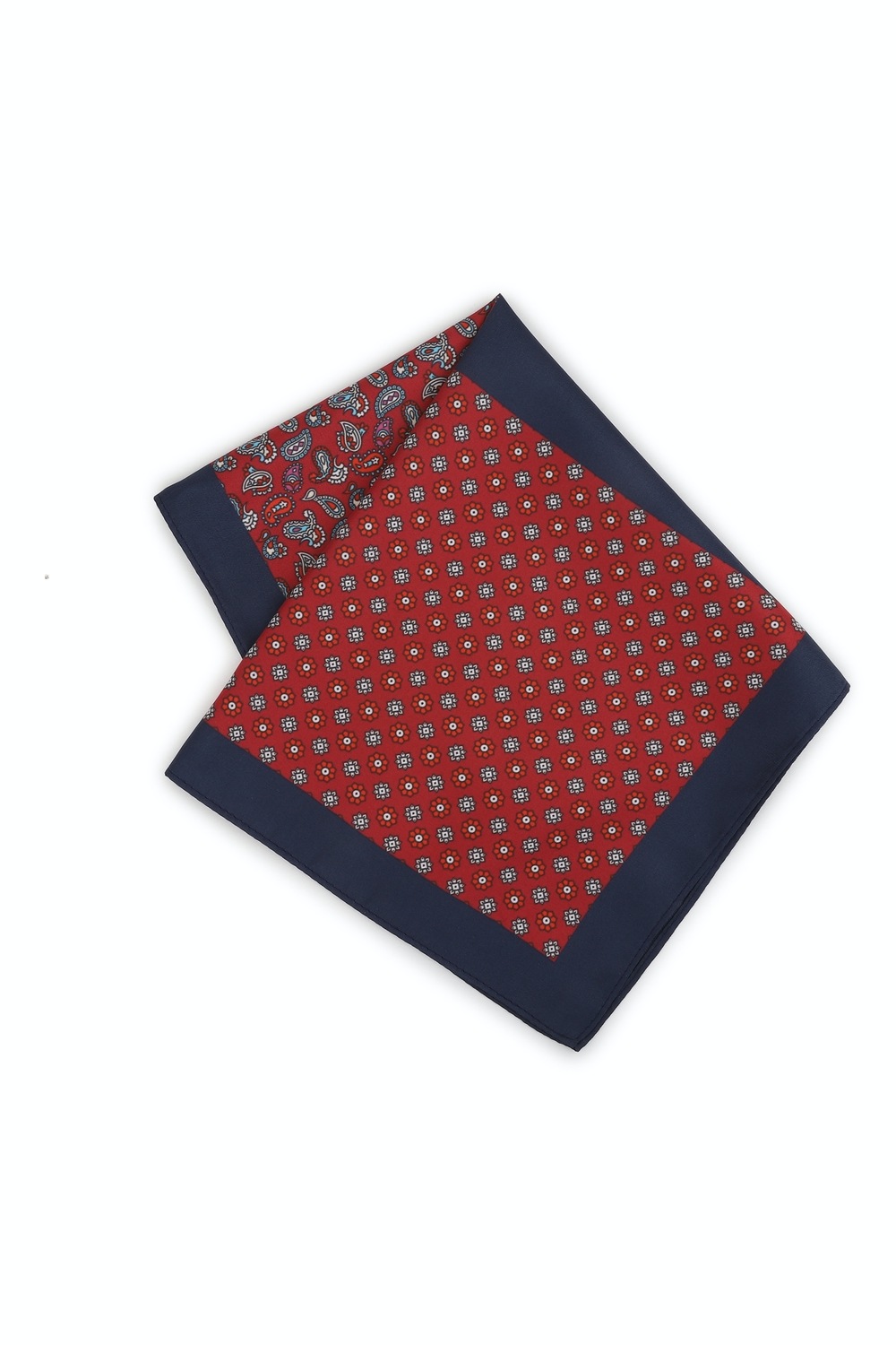 Men Maroon Print Formal Pocket Square-Maroon