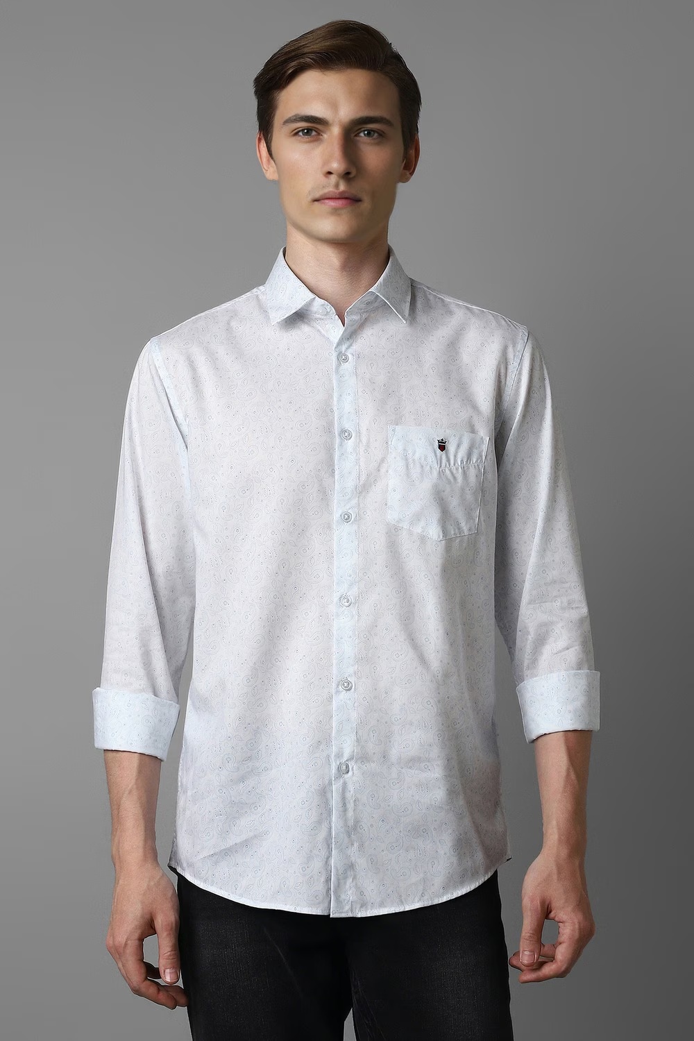 Men White Print Full Sleeves Casual Shirt-White