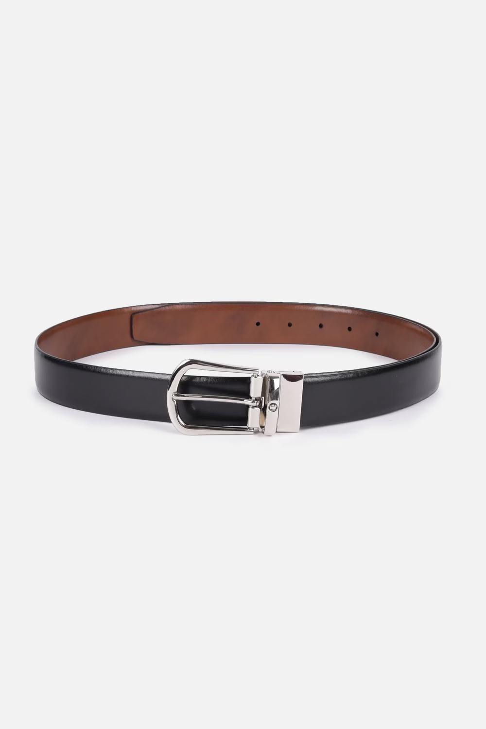 Men Black Solid Genuine Leather Formal Belt-Black