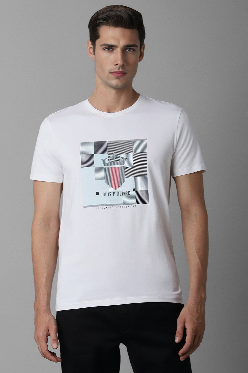 Men White Print Crew Neck T-shirt-White