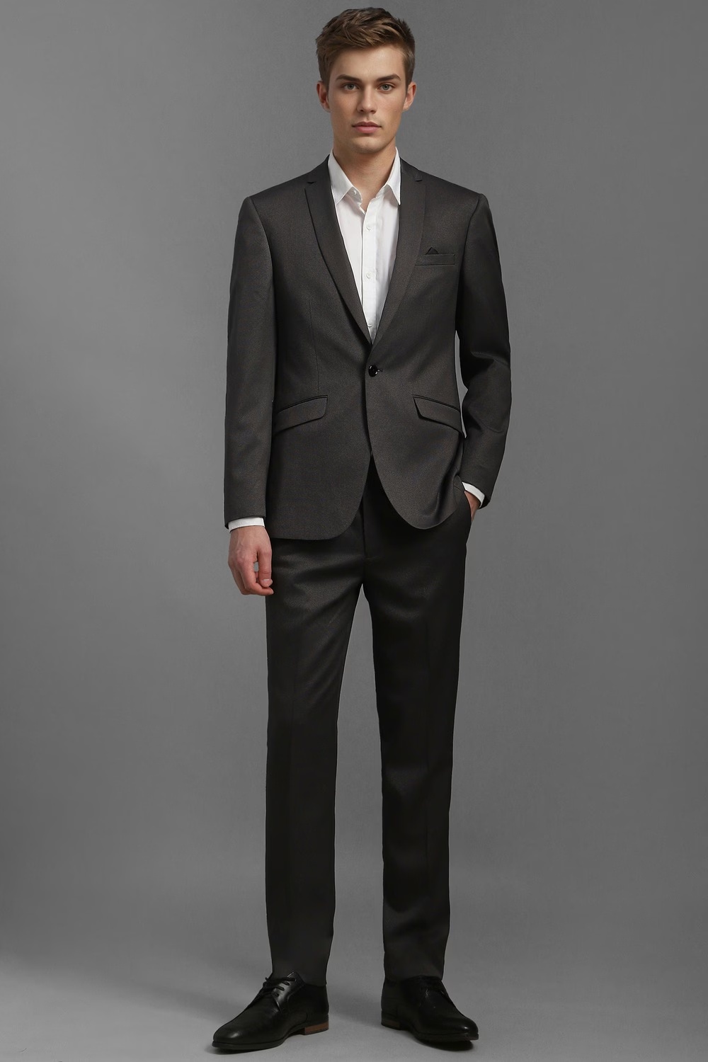 Men Grey Slim Fit Textured Formal Two Piece Suit-Grey 1 73473-men-grey-slim-fit-textured-formal-two-piece-suit-grey-1.jpg