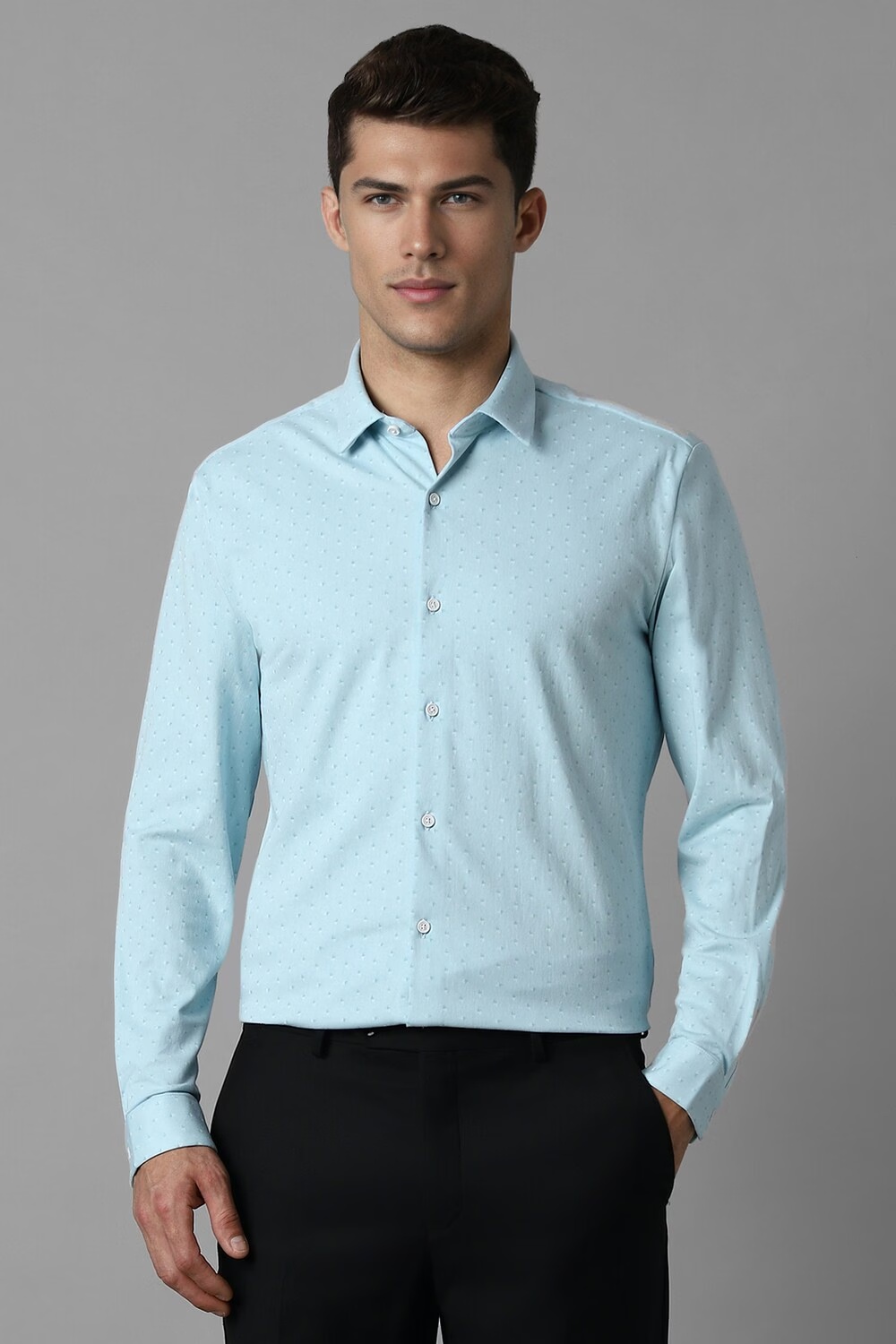 Men Blue Super Slim Fit Print Full Sleeves Formal Shirt-Blue