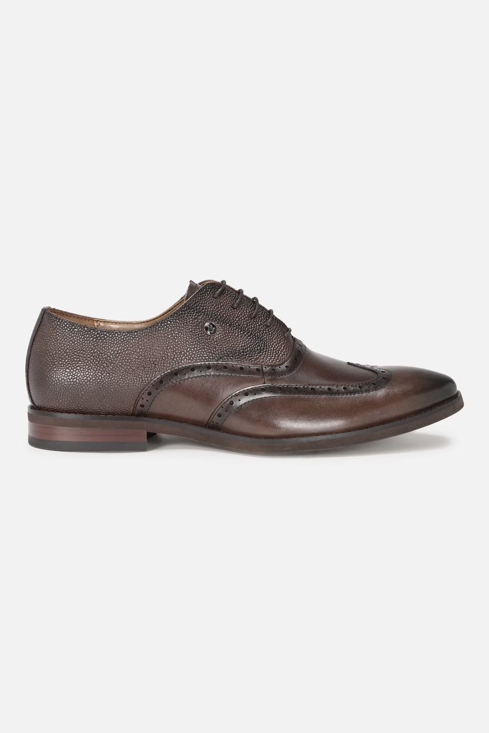 Men Brogue Oxford Leather Brown Lace Up Shoes-Brown
