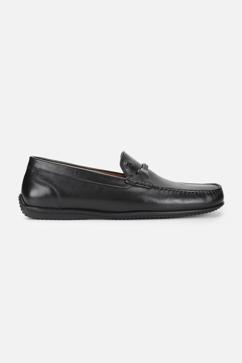 Men Black Loafers-Black