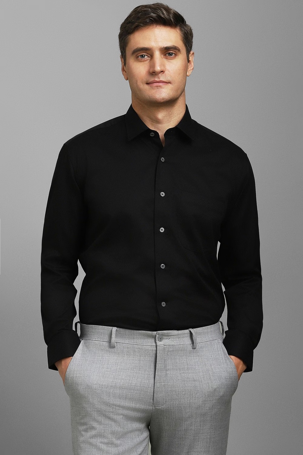 Men Black Textured Full Sleeves Formal Shirt-Black 1 73986-men-black-textured-full-sleeves-formal-shirt-black-1.jpg