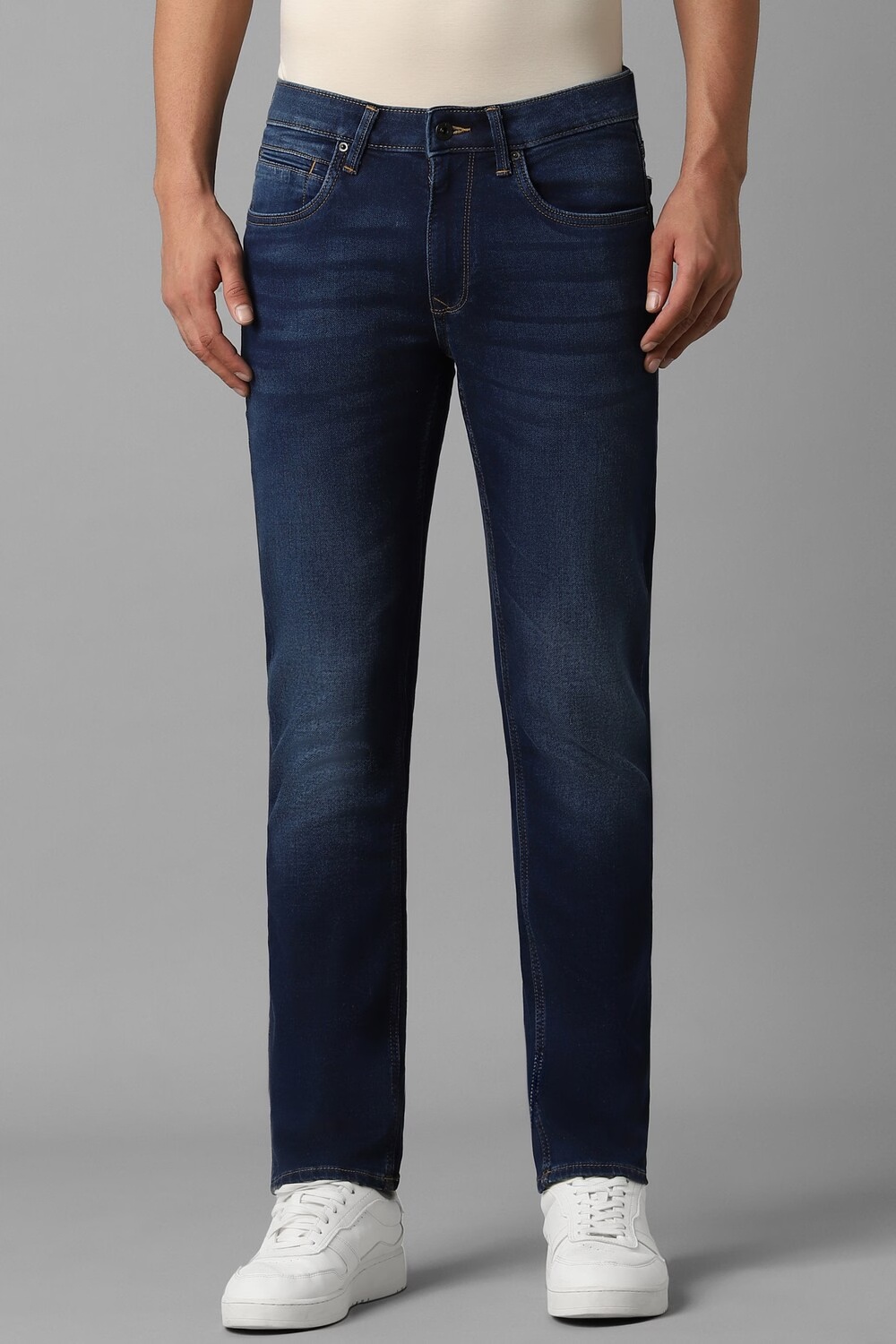 Men Navy Dark Slim Fit Jeans-Navy