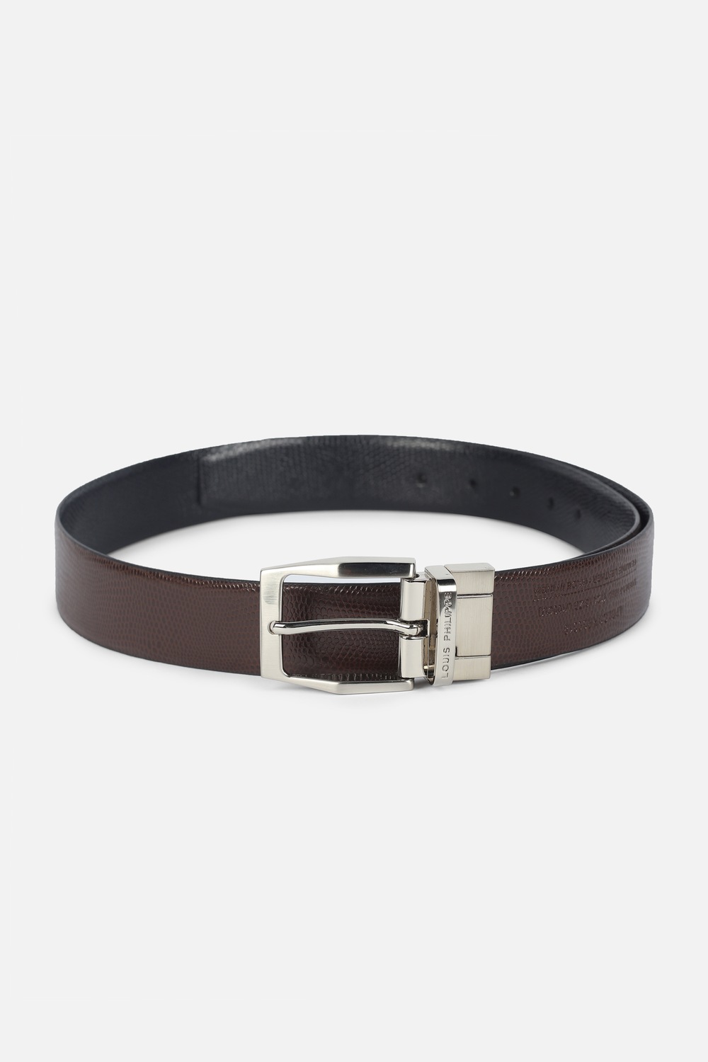 Men Brown Textured Leather Casual Belt-Brown