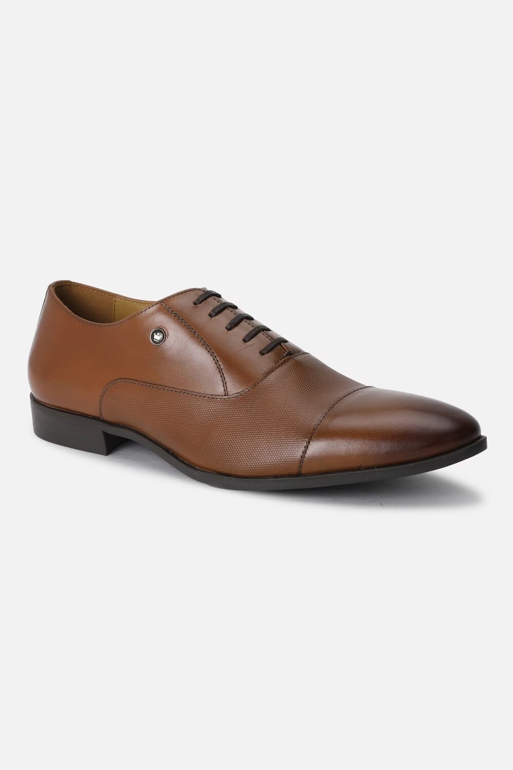 Men Brown Leather Oxford Shoes-Brown