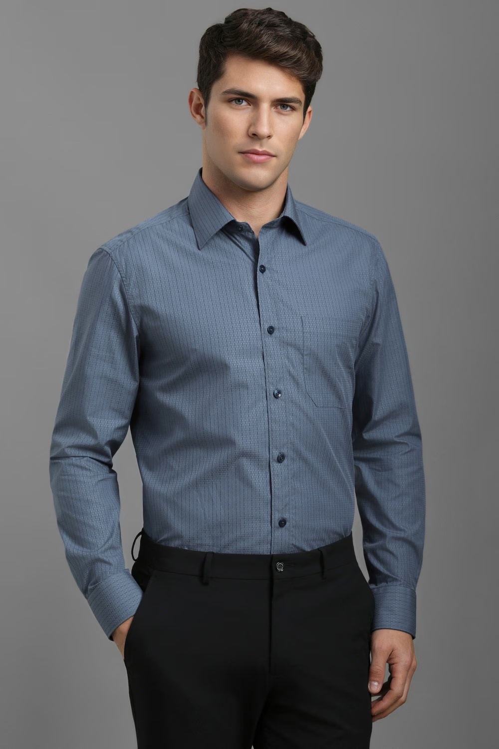 Men Grey Classic Fit Stripe Full Sleeves Formal Shirt-Grey 1 74516-men-grey-classic-fit-stripe-full-sleeves-formal-shirt-grey-1.jpg
