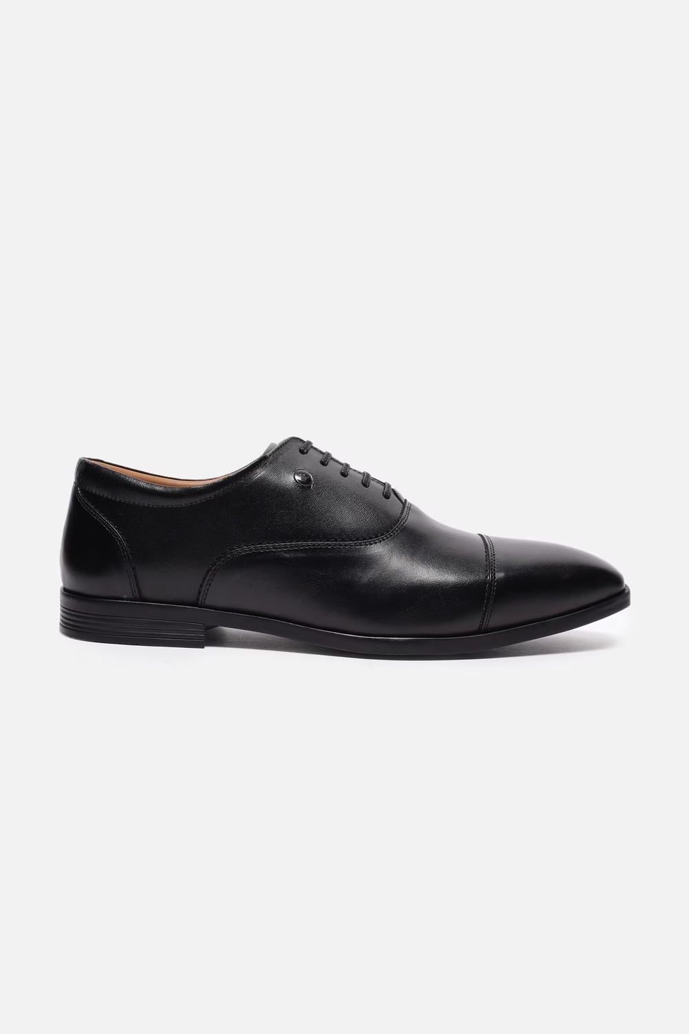 Men Cap Toe oxford Leather Black Lace Up Shoes-Black