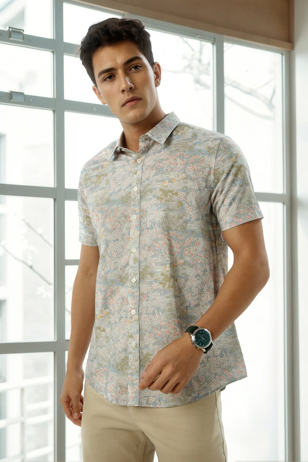 Men Multi Print Half Sleeves Formal Shirt-Multi