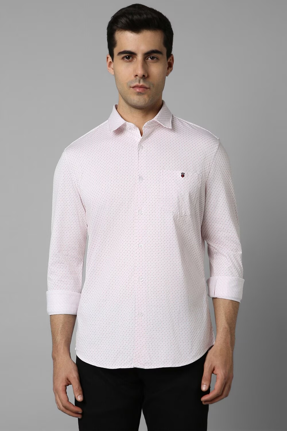 Men Pink Smart Fit Print Full Sleeves Casual Shirt-Pink