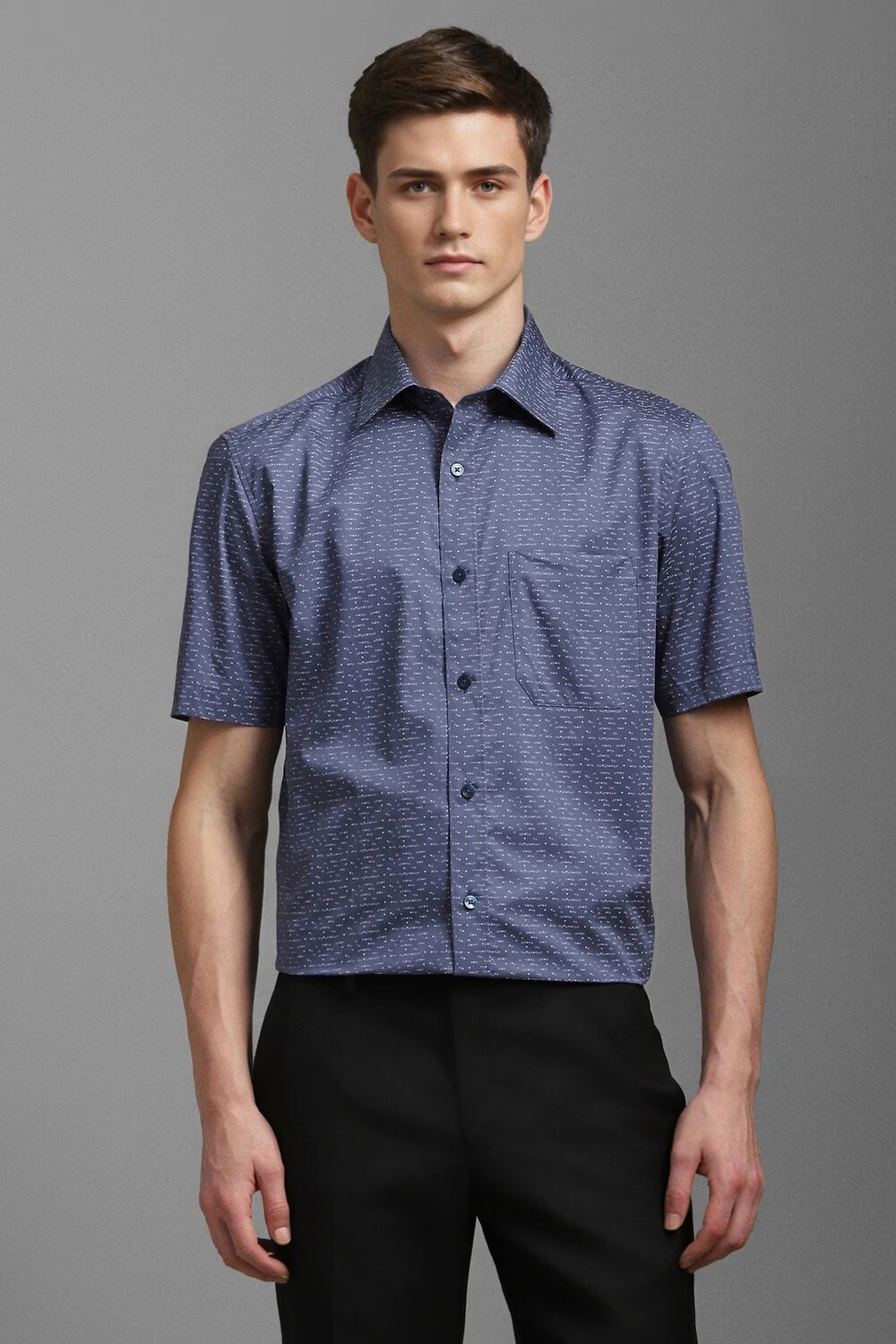 Men Blue Classic Fit Print Half Sleeves Formal Shirt-Blue
