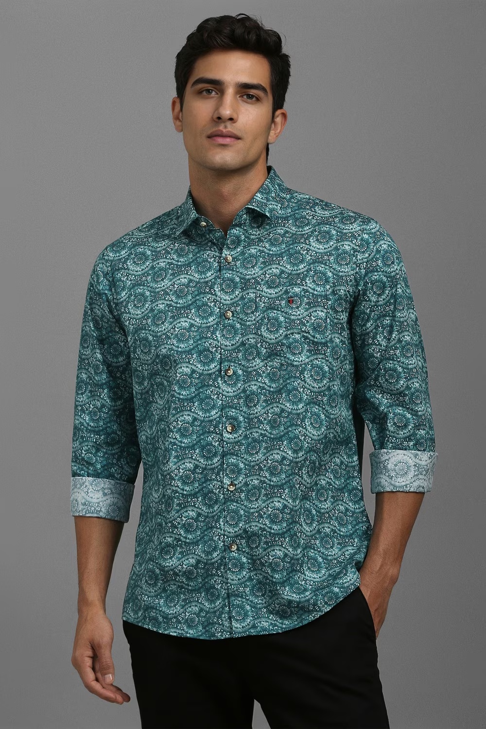 Men Green Slim Fit Print Full Sleeves Casual Shirt-Green 1 75137-men-green-slim-fit-print-full-sleeves-casual-shirt-green-1.jpg