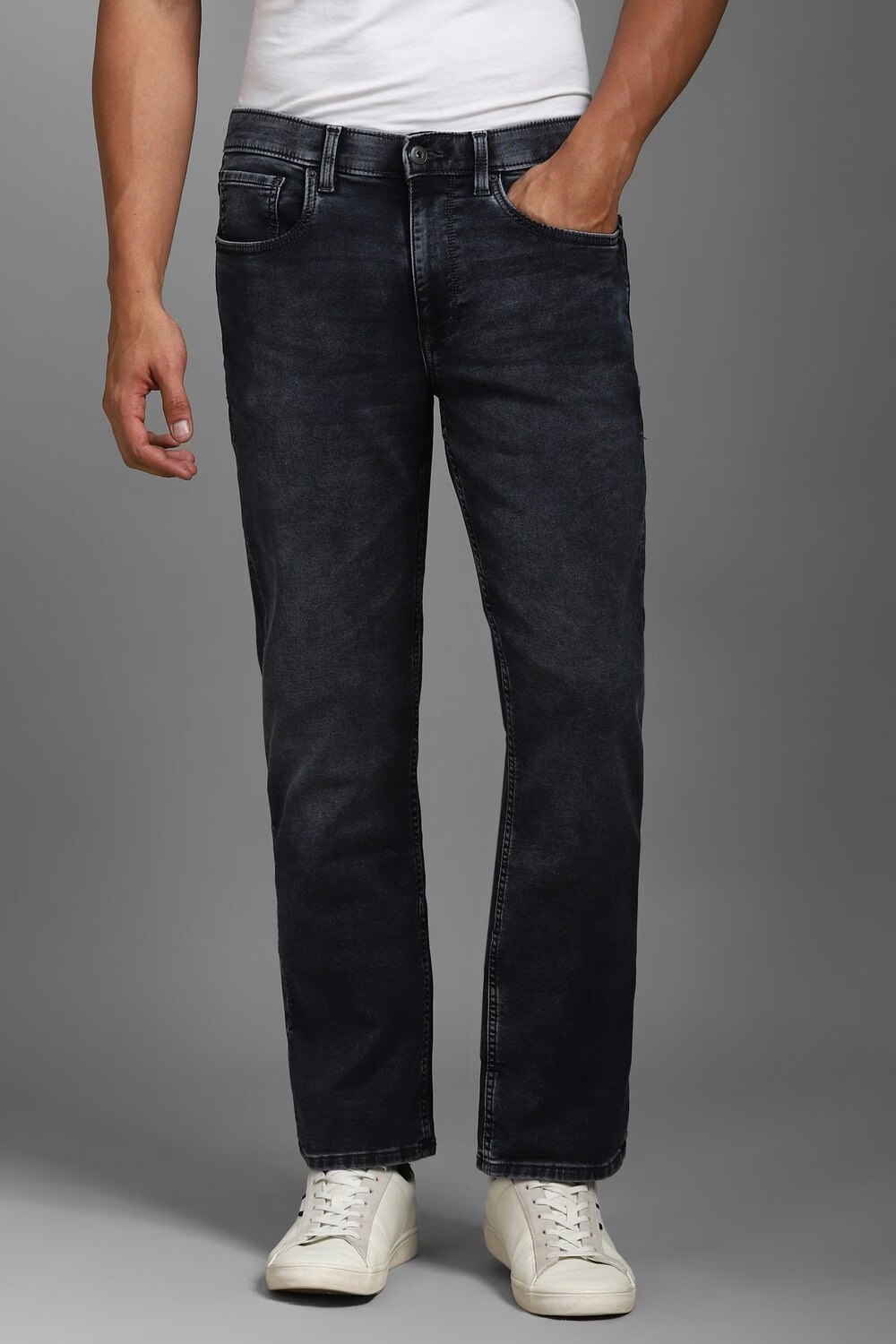 Men Grey Light Slim Fit Jeans-Grey