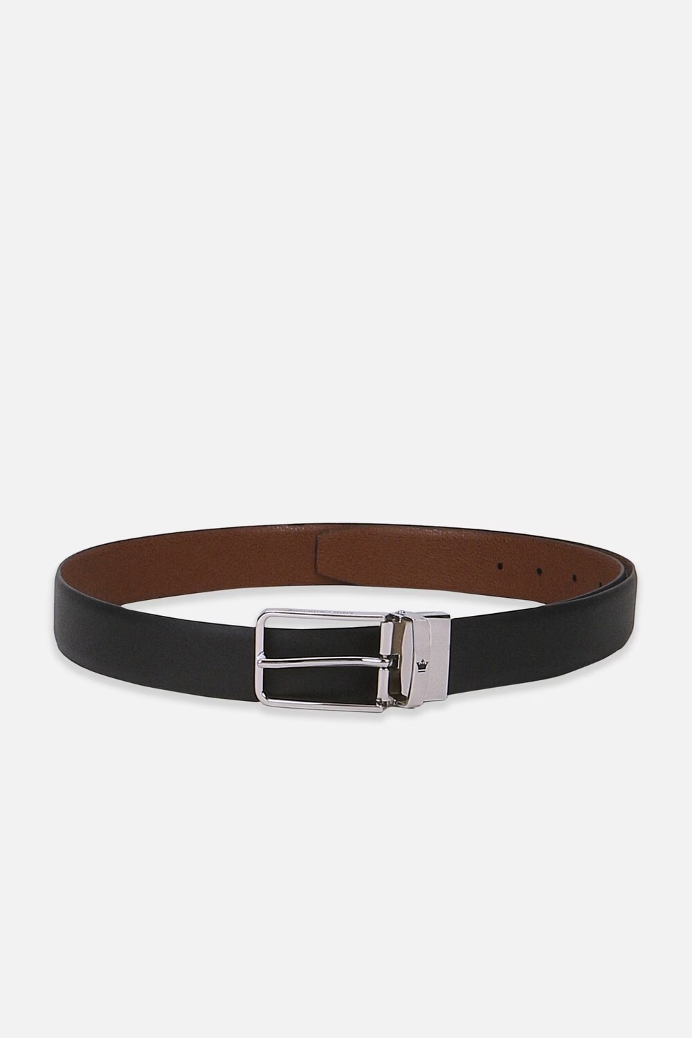 Men Black Solid Genuine Leather Formal Belt-Black