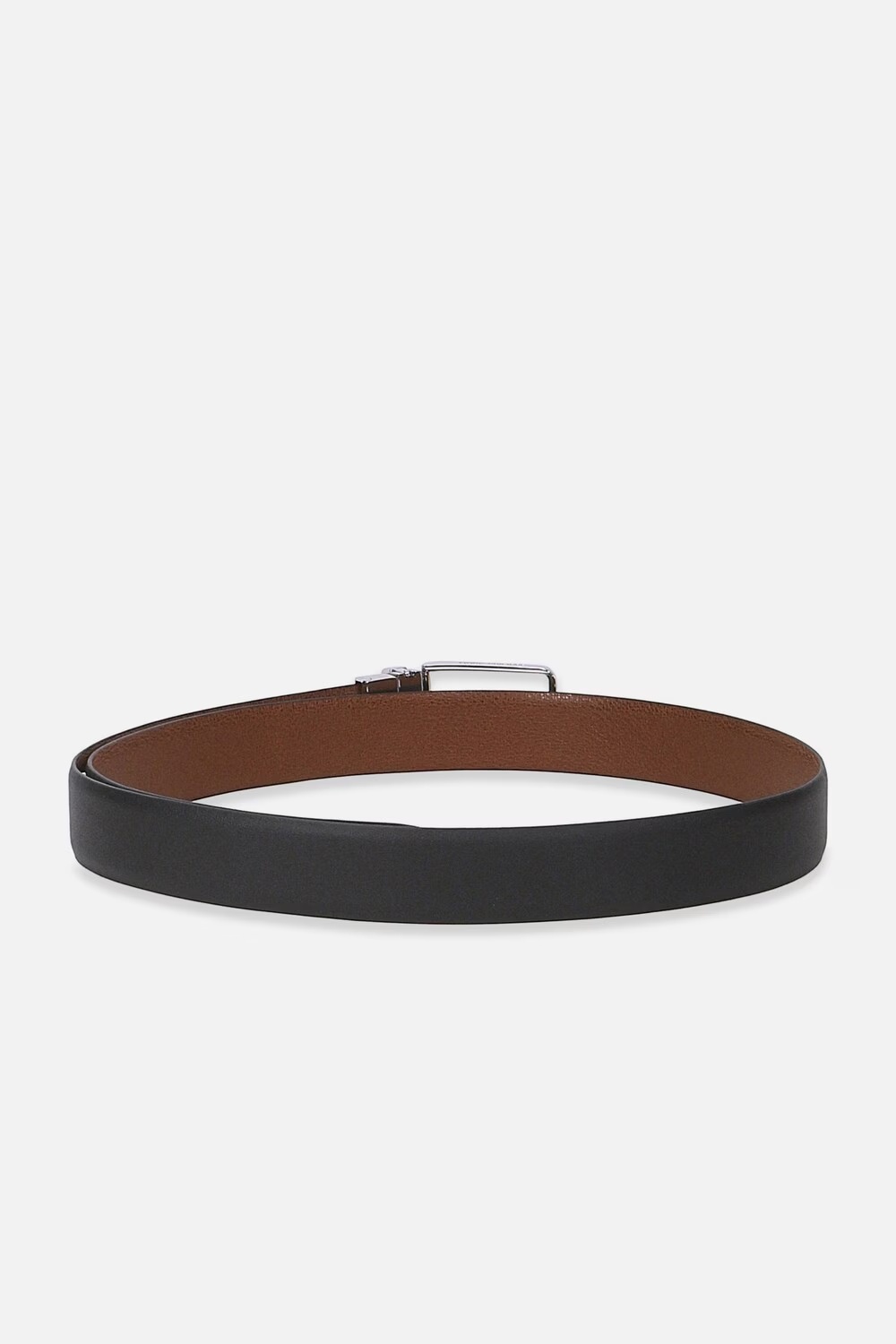 Men Black Solid Genuine Leather Formal Belt-Black