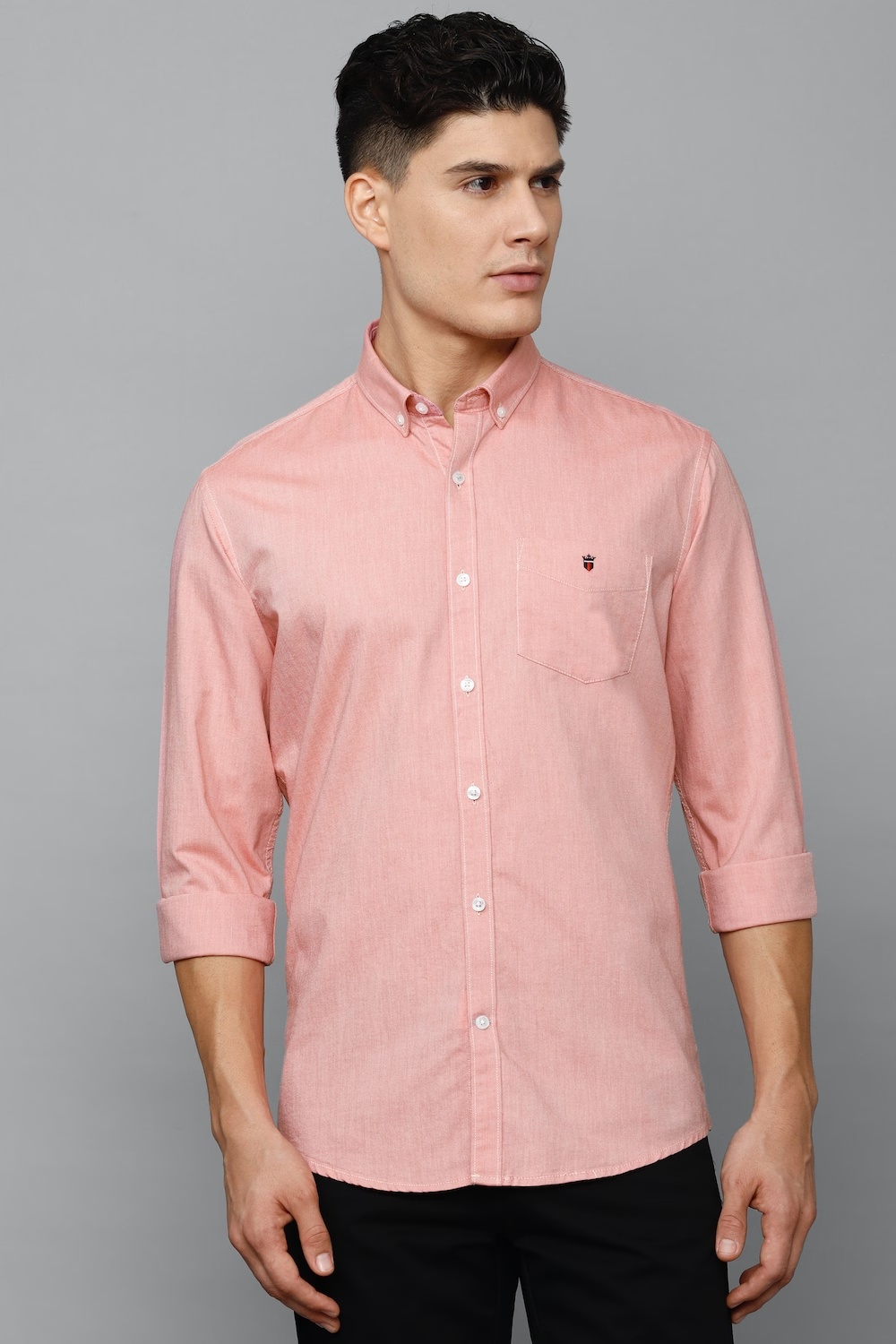 Men Pink Slim Fit Textured Full Sleeves Casual Shirt-Pink