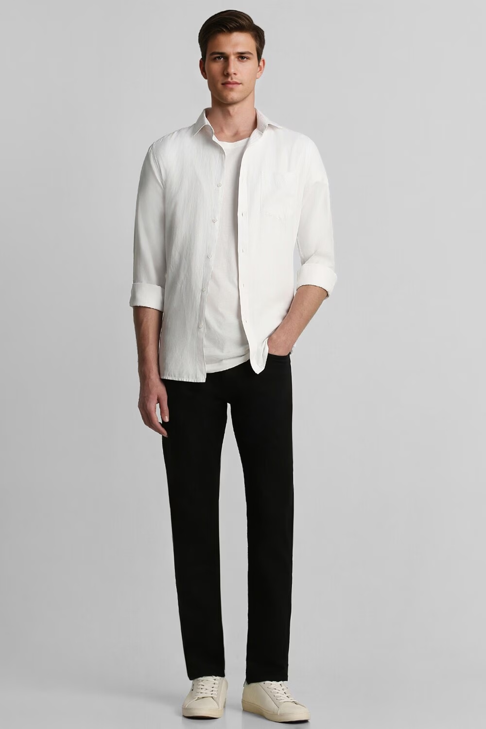 Men Black Dark Slim Fit Jeans-Black