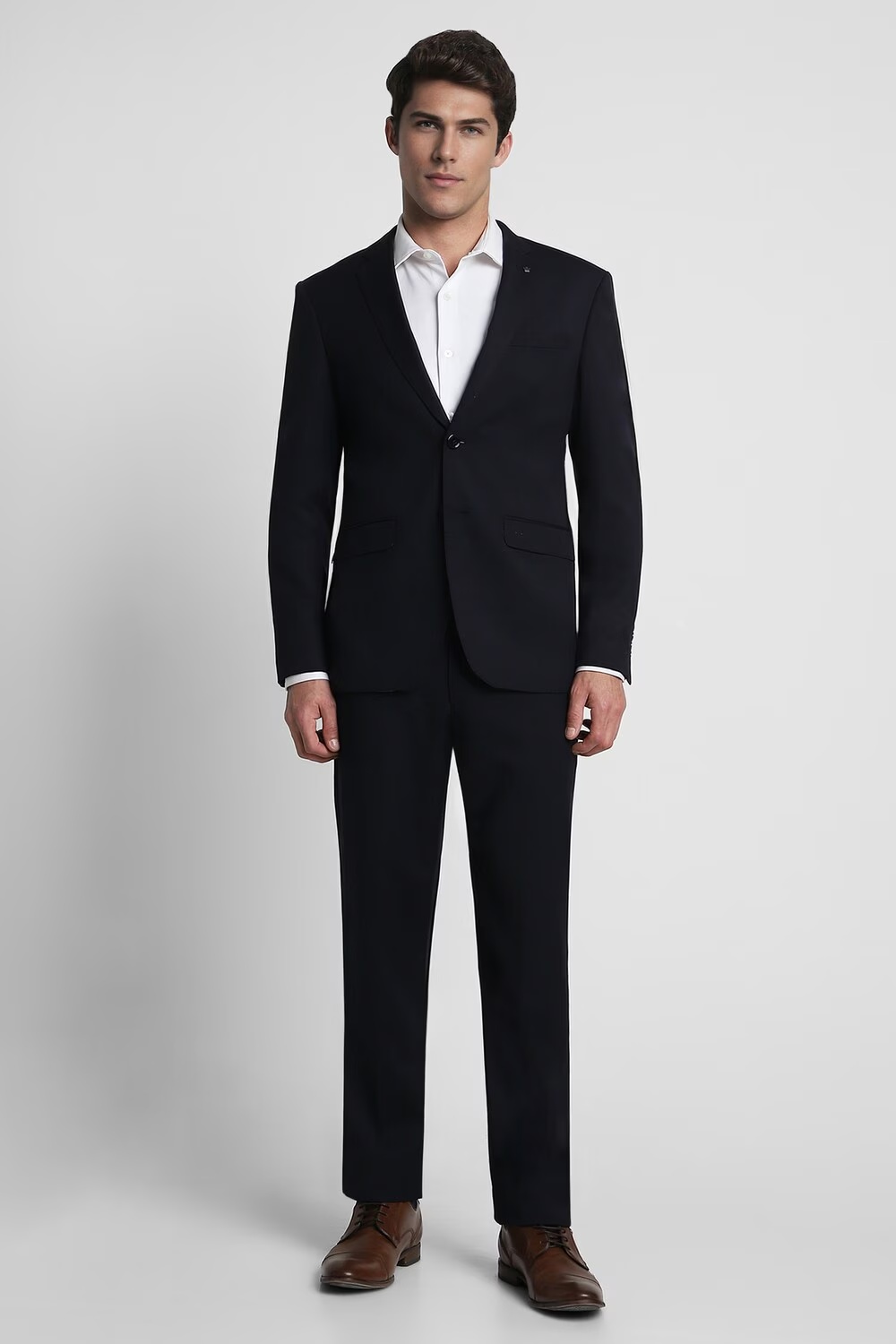 Men Black Slim Fit Solid Formal Two Piece Suit-Black