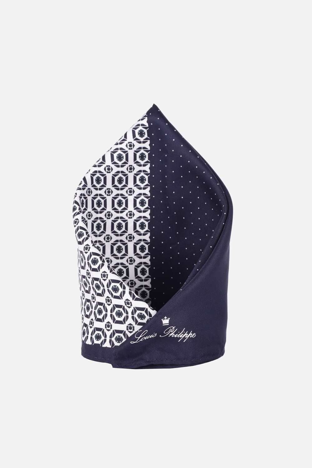 Men Navy Print Party Pocket Square-Navy