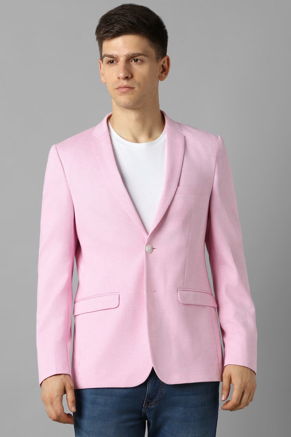 Men Pink Super Slim Fit Solid Casual Blazer-Pink