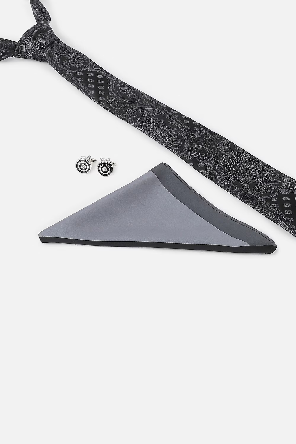 Men Black Embroidered Tie Pocket Square And Cufflink-Black 1 76423-men-black-embroidered-tie-pocket-square-and-cufflink-black-1.jpg