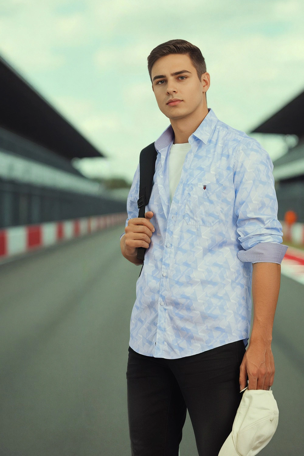 Men Light Blue Print Full Sleeves Casual Shirt-Light Blue
