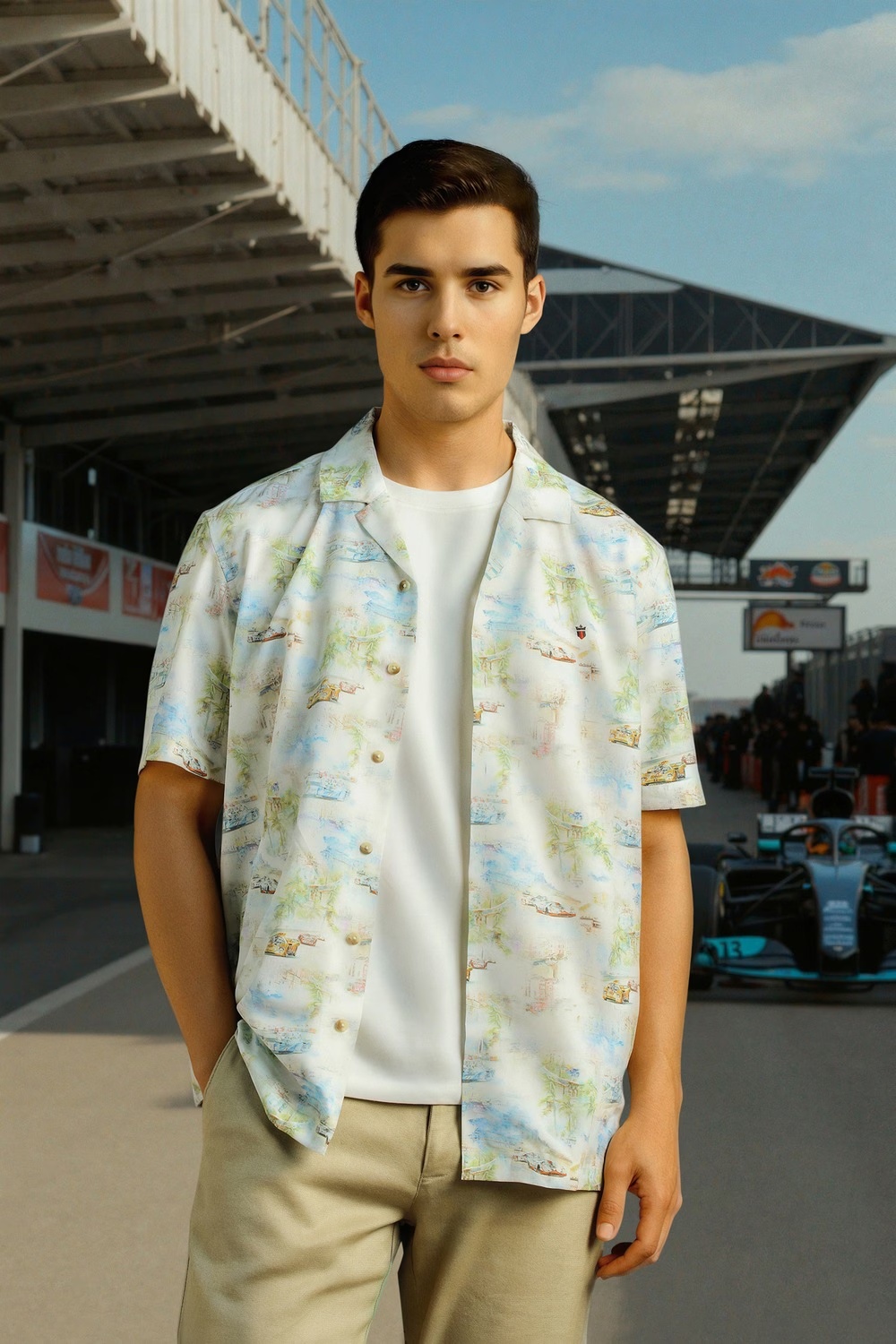 Men Green Print Half Sleeves Casual Shirt-Green