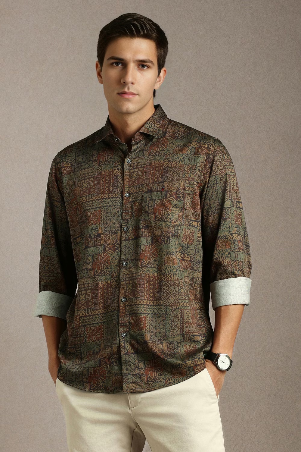 Men Multi Print Full Sleeves Casual Shirt-Multi