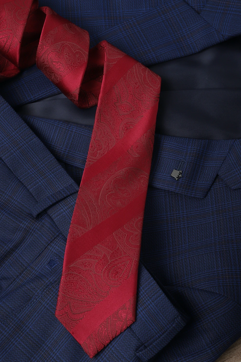 Men Maroon Print Tie-Maroon