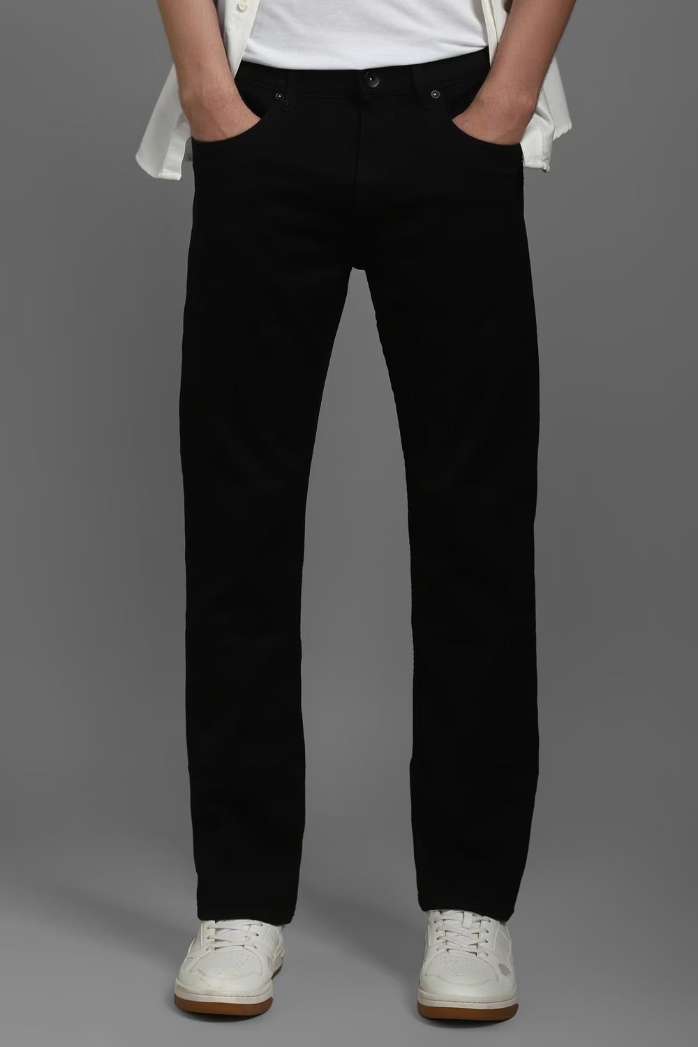 Men Black Dark Slim Fit Jeans-Black