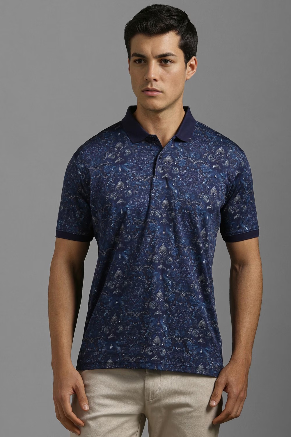 Men Navy Print Polo Neck T-shirt-Navy 2 78098-men-navy-print-polo-neck-t-shirt-navy-1.jpg
