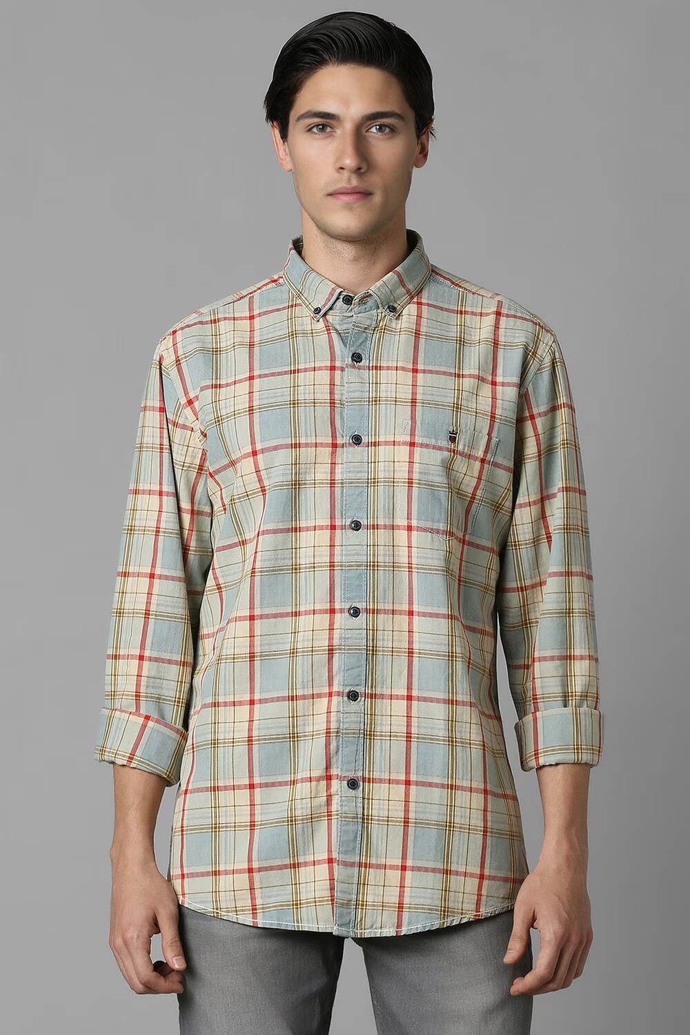 Men Multi Slim Fit Check Full Sleeves Casual Shirt-Multi