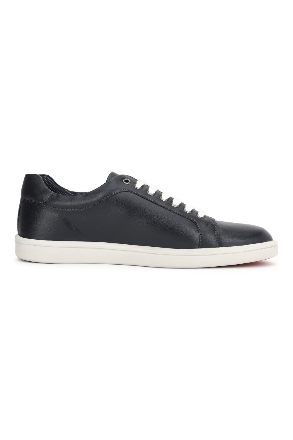 Men Black Leather Sneakers-Black