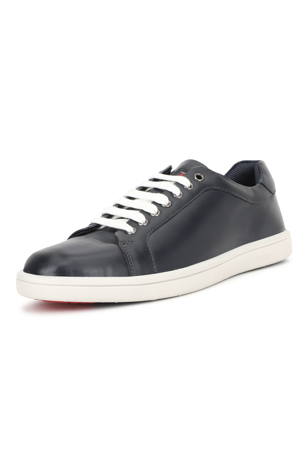 Men Black Leather Sneakers-Black