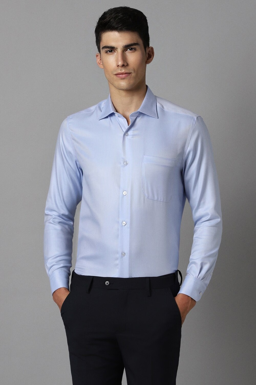 Men Blue Classic Fit Print Full Sleeves Formal Shirt-Blue