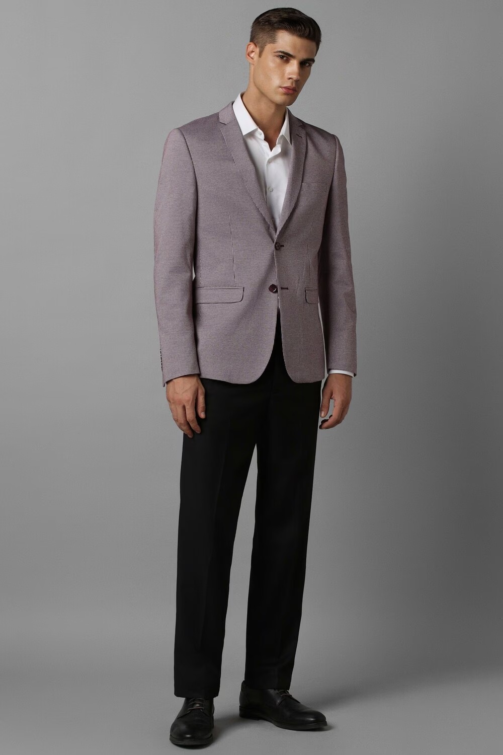 Men Purple Super Slim Fit Check Formal Blazer-Purple