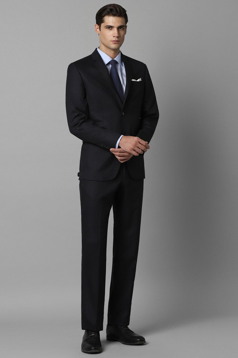 Men Black Slim Fit Check Formal Two Piece Suit-Black