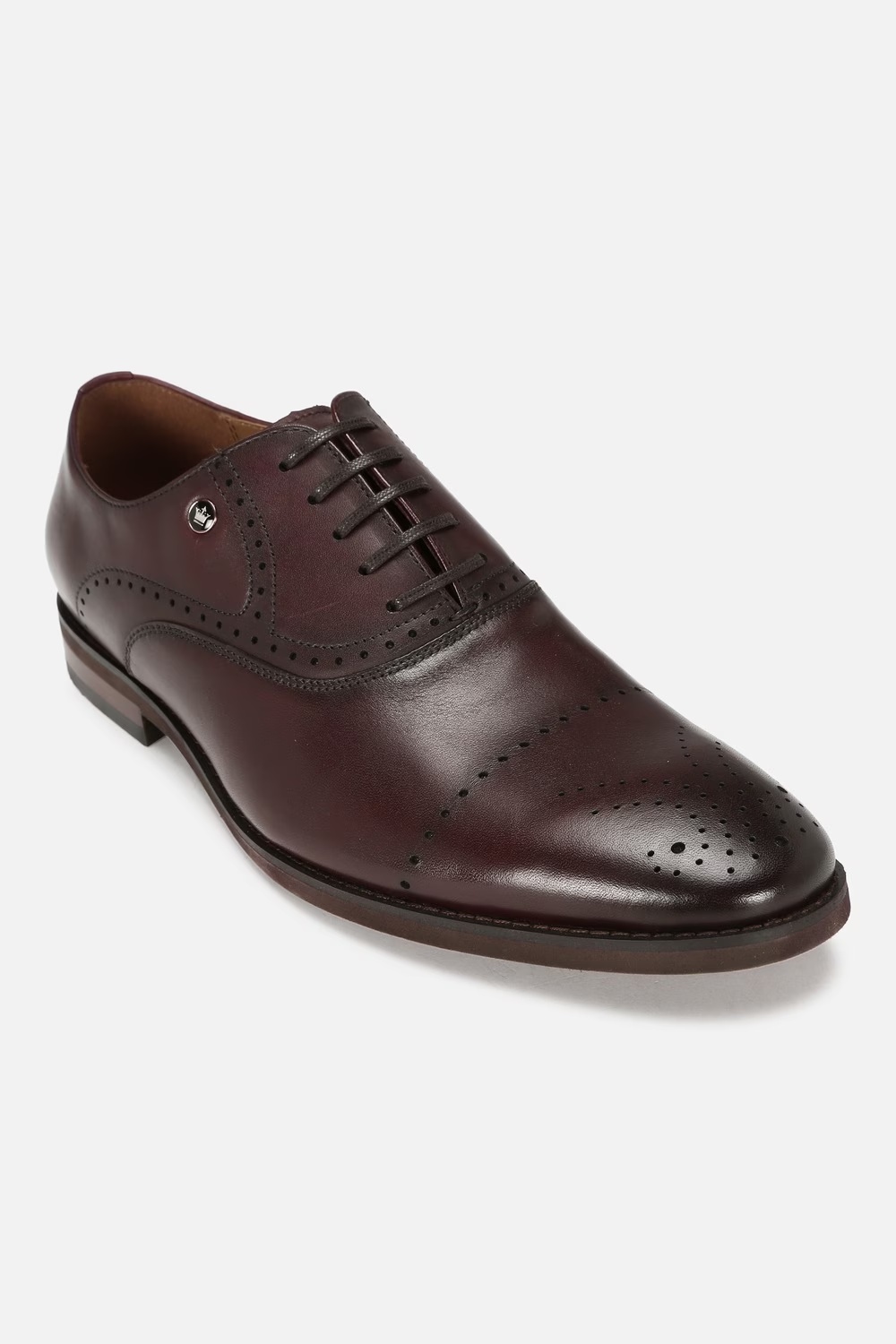 Men Brogue Oxford Leather Brown Lace Up Shoes-Brown