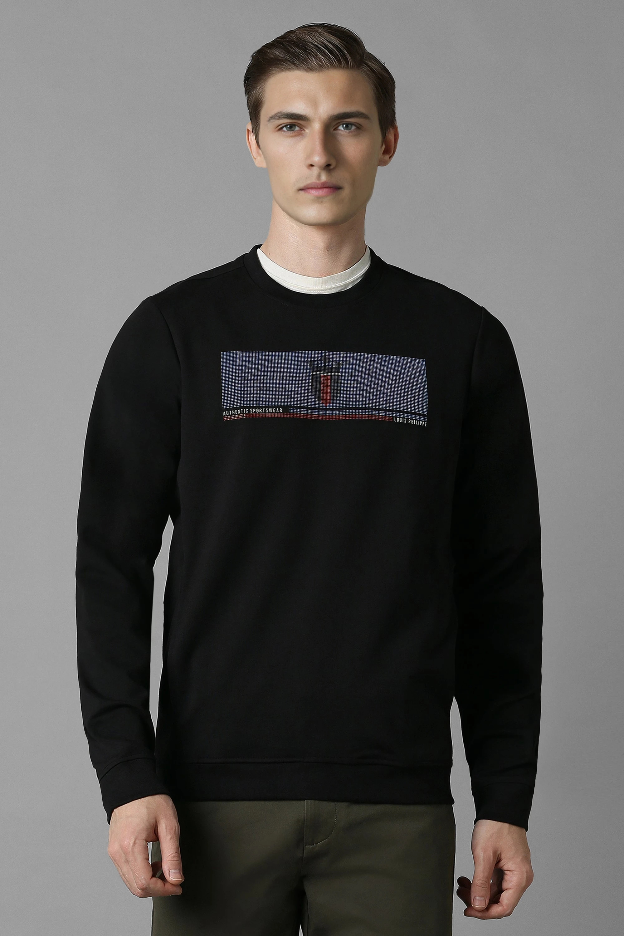 Men Casual Black Print Sweatshirt-Black